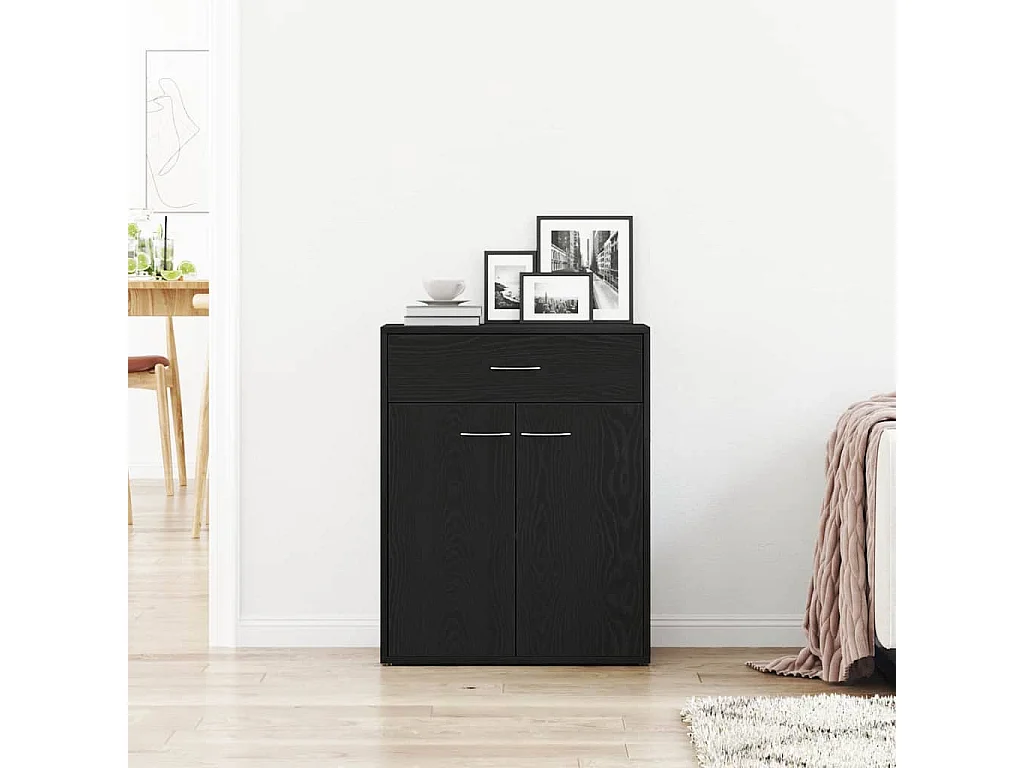 Buffet | Bahut | Meuble de rangement Noir Chêne 60x30x75 cm en bois d'ingénierie