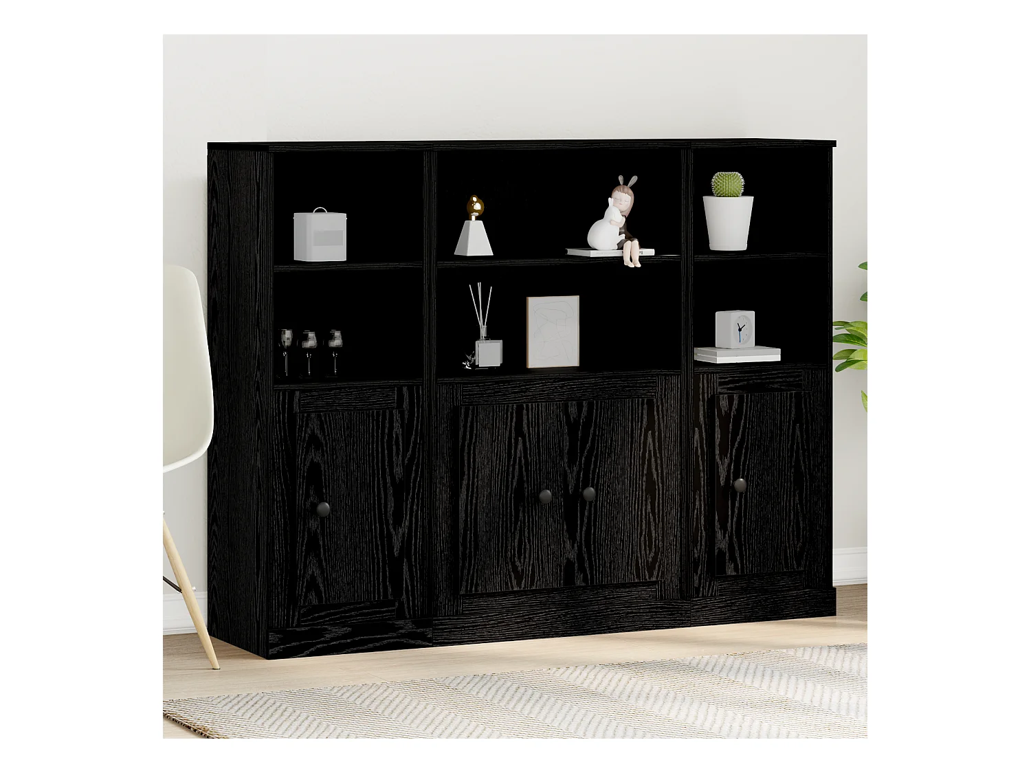 Buffet | Bahut | Meuble de rangement en Chêne Noir 132x35,5x103,5 cm en Bois d'Ingénierie