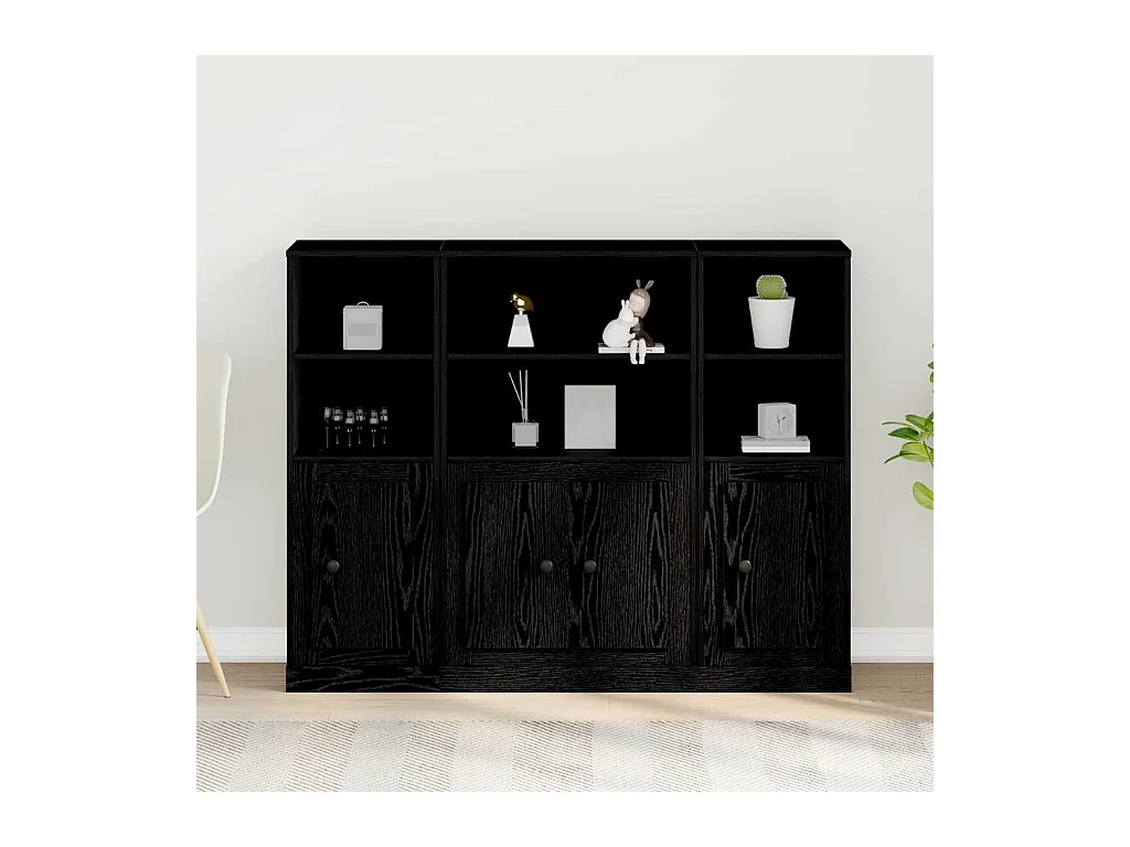 Buffet | Bahut | Meuble de rangement en Chêne Noir 132x35,5x103,5 cm en Bois d'Ingénierie