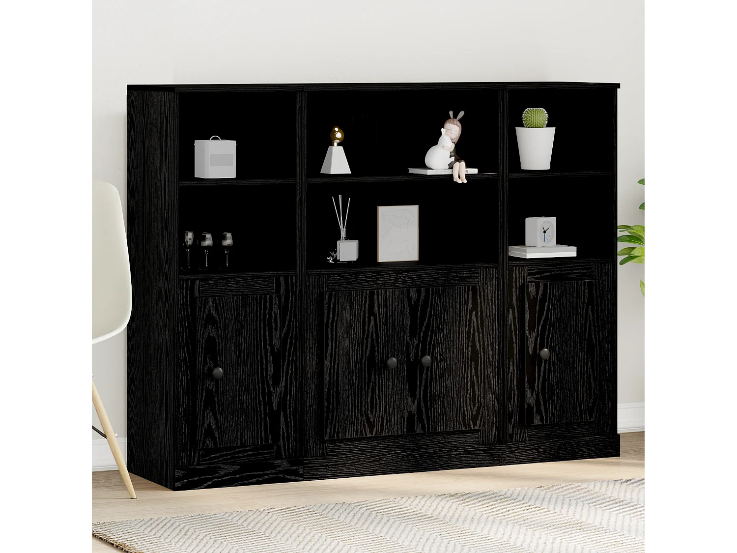 Buffet | Bahut | Meuble de rangement en Chêne Noir 132x35,5x103,5 cm en Bois d'Ingénierie
