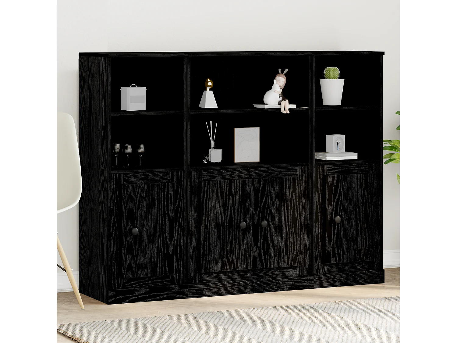 Buffet | Bahut | Meuble de rangement en Chêne Noir 132x35,5x103,5 cm en Bois d'Ingénierie