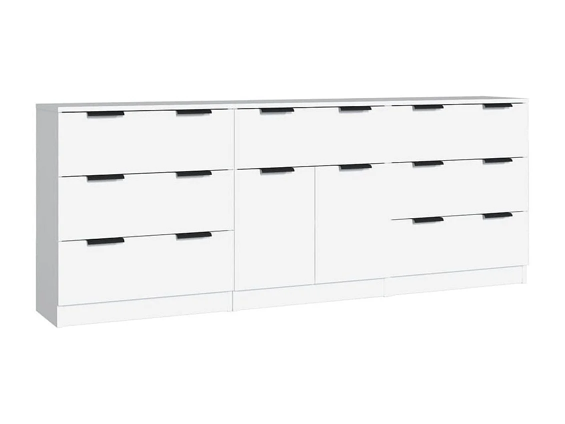 Buffet | Commode à tiroir | Meuble de rangements | Bahuts | Meuble de rangement 3 pcs Blanc Bois d'ingénierie