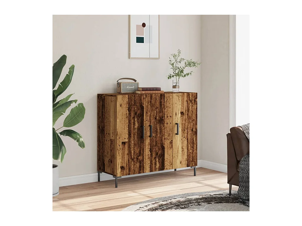 Credenza | Buffet | Armadio Legno Antico 90x34x80 cm in Legno Multistrato