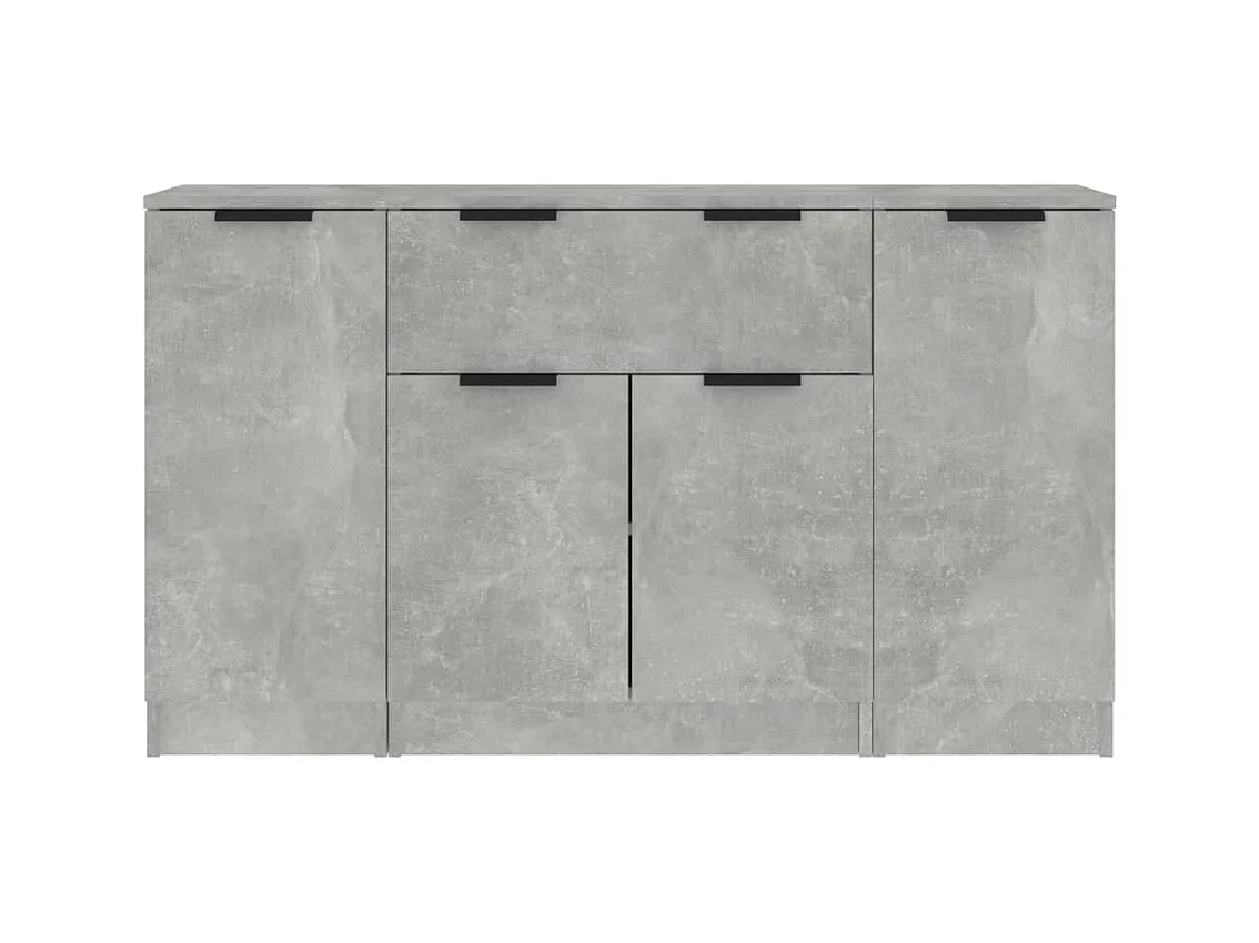 Credenze | Buffet | Armadi 3 pz Grigio Cemento in Legno Multistrato