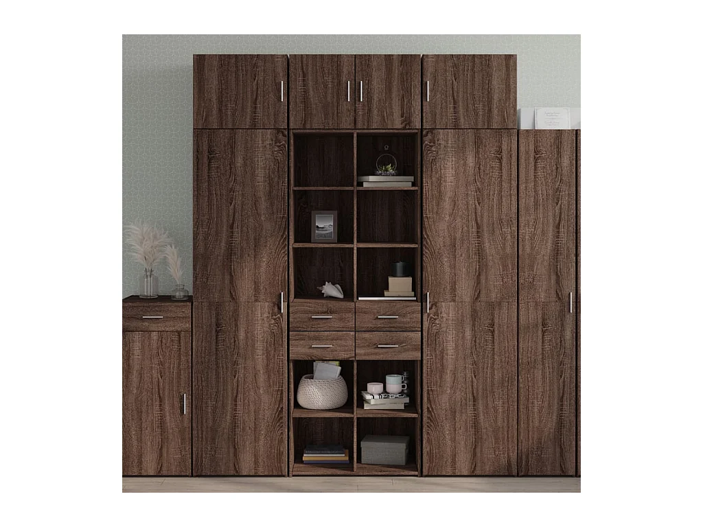 Credenza | Buffet | Armadio Rovere Marrone 70x42,5x185 cm in Legno Multistrato