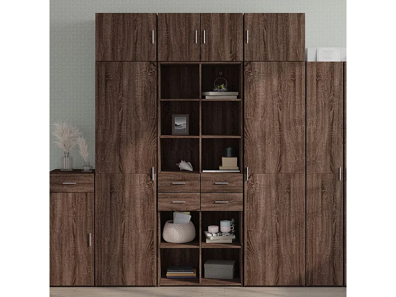 Buffet | Bahut | Meuble de rangement haut chêne marron 70x42,5x185 cm bois d'ingénierie