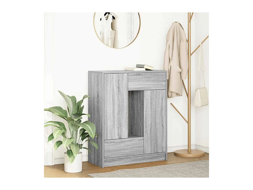 Credenza | Buffet | Armadio con Cassetti e Ante Grigio Sonoma 73x31x90 cm