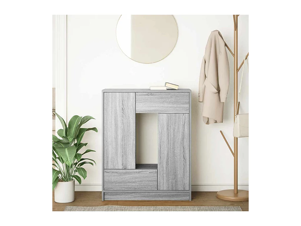 Credenza | Buffet | Armadio con Cassetti e Ante Grigio Sonoma 73x31x90 cm