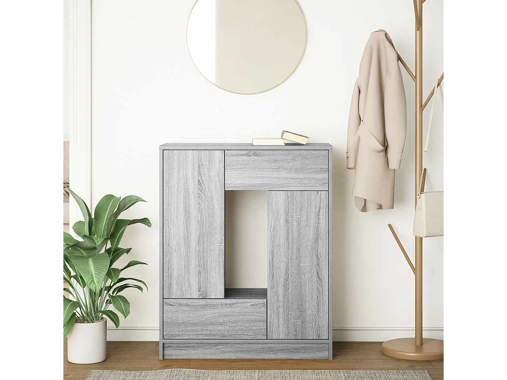 Buffet | Commode à tiroir | Meuble de rangement avec tiroirs et portes sonoma gris 73x31x90 cm