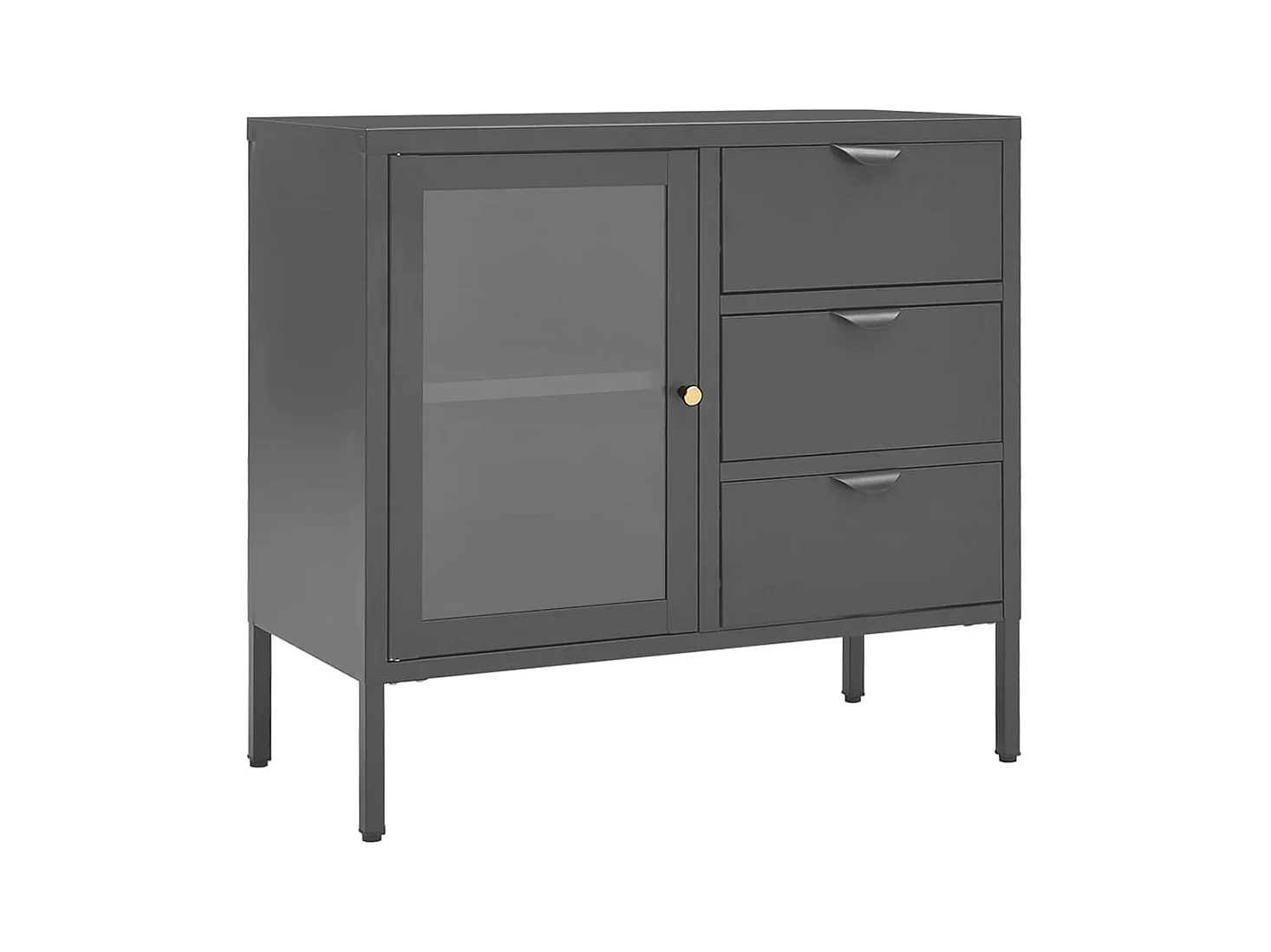 Credenza | Buffet | Armadio Antracite 75x35x70 cm in Acciaio e Vetro Temperato