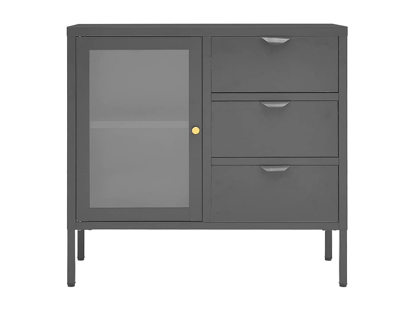 Credenza | Buffet | Armadio Antracite 75x35x70 cm in Acciaio e Vetro Temperato