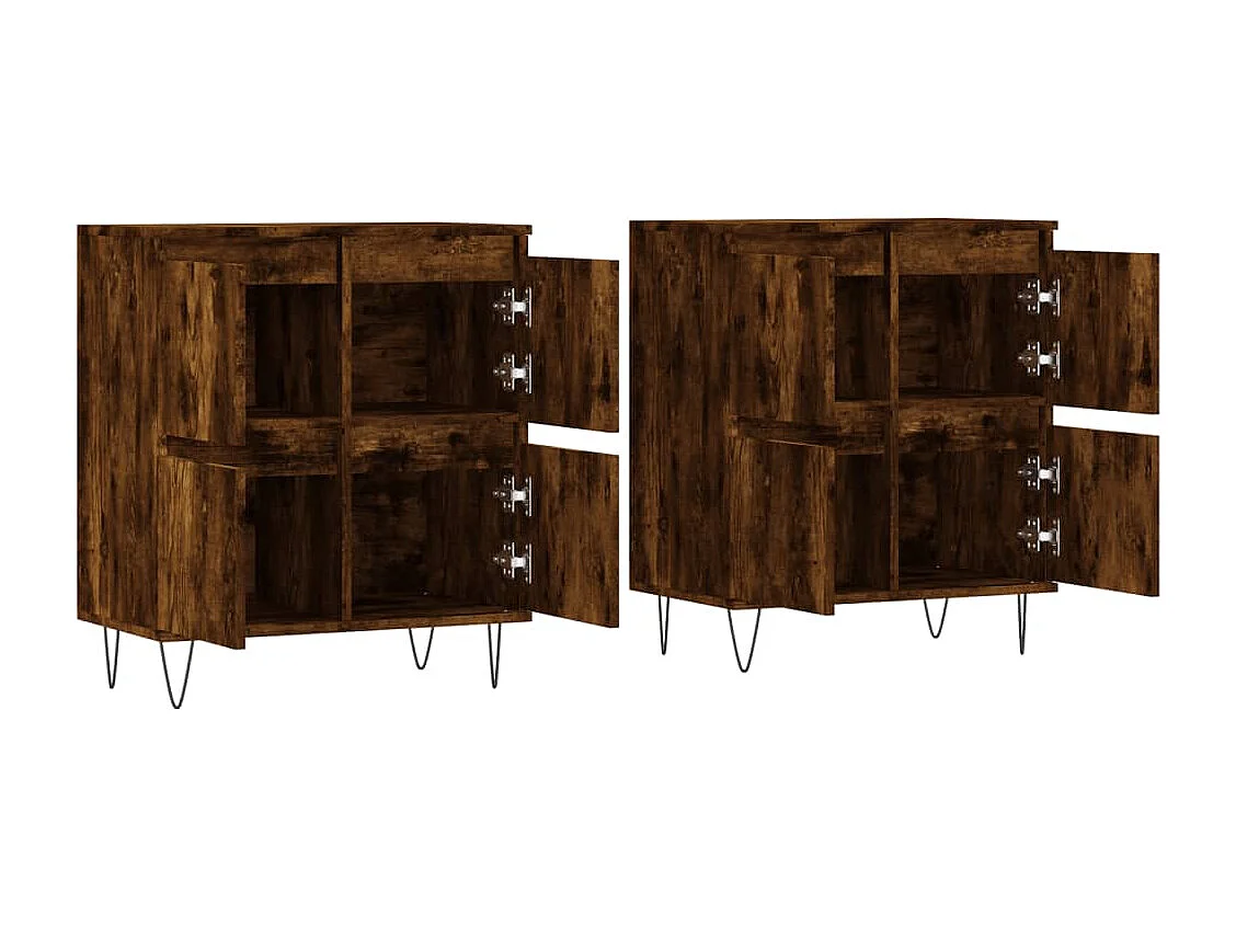 Buffets | Bahuts | Meuble de rangement 2 pcs chêne fumé bois d'ingénierie