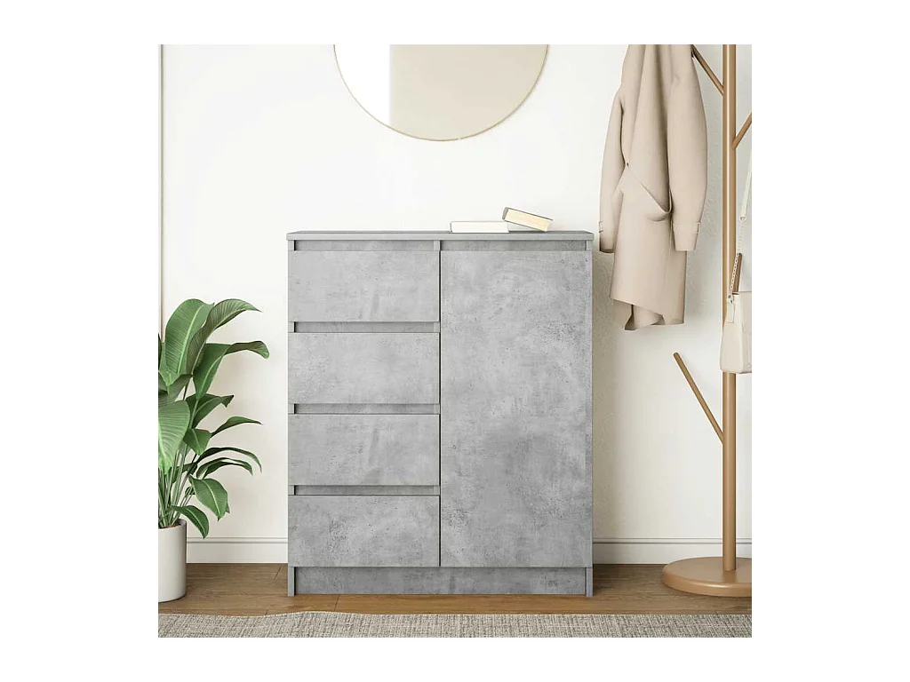 Credenza | Buffet | Armadio con Cassetti Grigio Cemento 71x35x84 cm in Truciolato