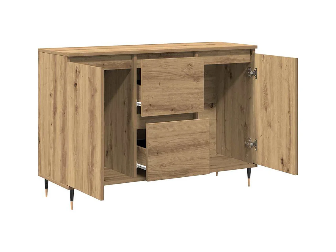 Credenza | Mobile | Armadio con Porte e Cassetti Rovere Artigianale 101,5x35x70 cm