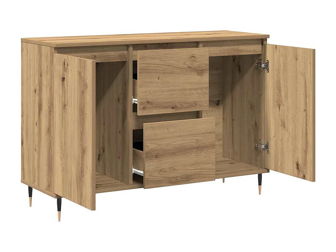 Buffet | Bahut | Meuble de rangement avec portes et tiroirs Chêne Artisan 101,5x35x70 cm