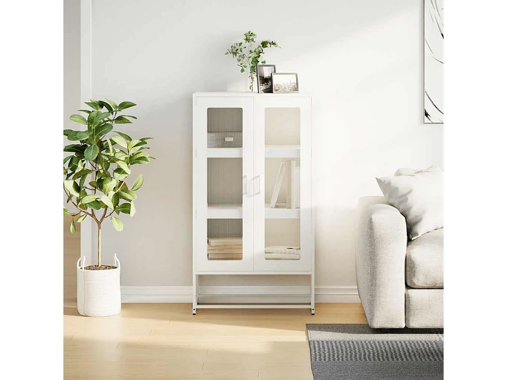 Credenza | Buffet | Armadio Bianca 68x39x123 cm in Acciaio