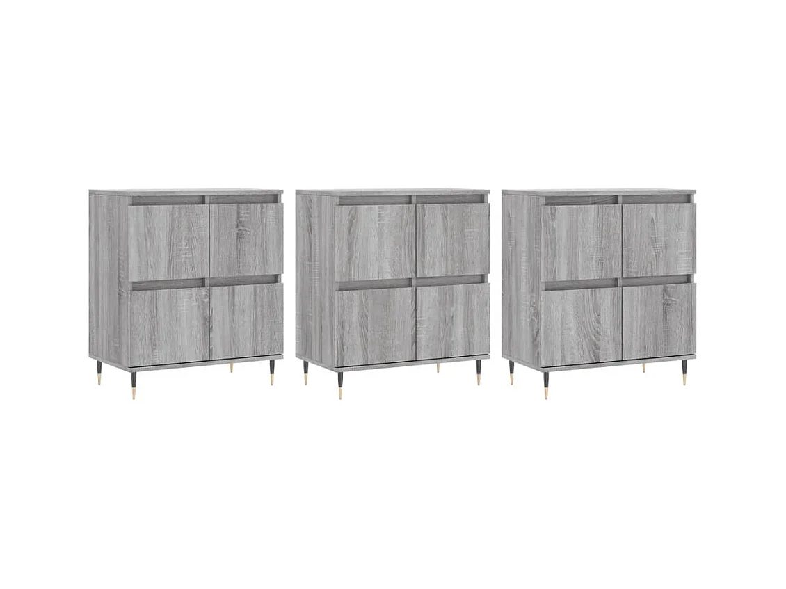 Credenze | Buffet | Armadi 3 pz Grigio Sonoma in Legno Multistrato