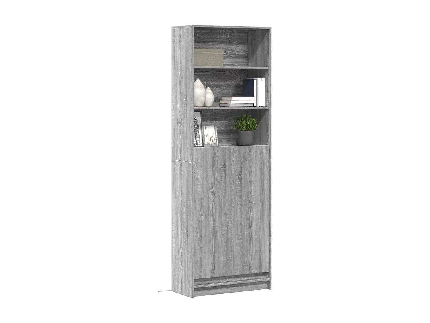 Credenza | Buffet | Armadio con LED Grigio Sonoma 69x32,5x200 cm in Truciolato