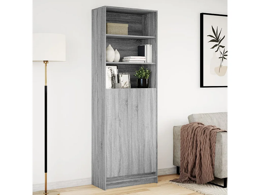Credenza | Buffet | Armadio con LED Grigio Sonoma 69x32,5x200 cm in Truciolato