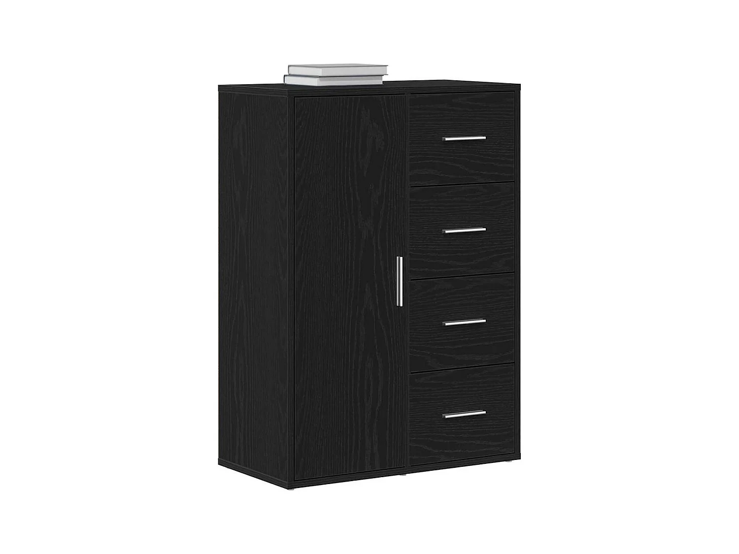 Credenza | Mobile | Armadio Nero Rovere 60x31x84 cm Legno ingegnerizzato