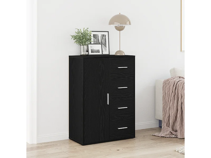 Buffet | Bahut | Meuble de rangement Noir Chêne 60x31x84 cm en bois d'ingénierie