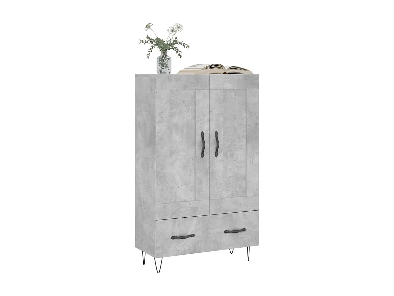 Buffet | Bahut | Meuble de rangement haut gris béton 69,5x31x115 cm bois d'ingénierie