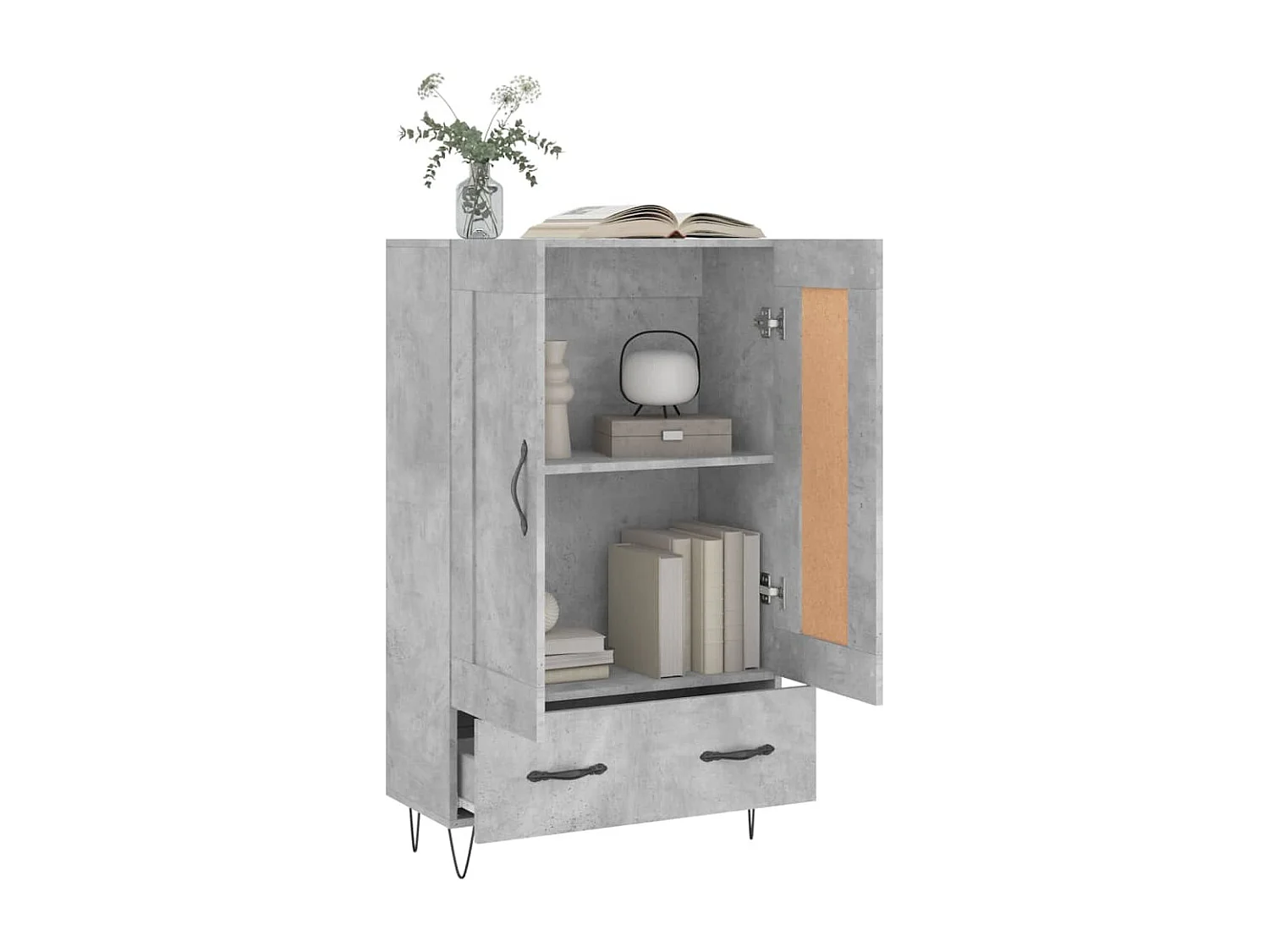 Buffet | Bahut | Meuble de rangement haut gris béton 69,5x31x115 cm bois d'ingénierie