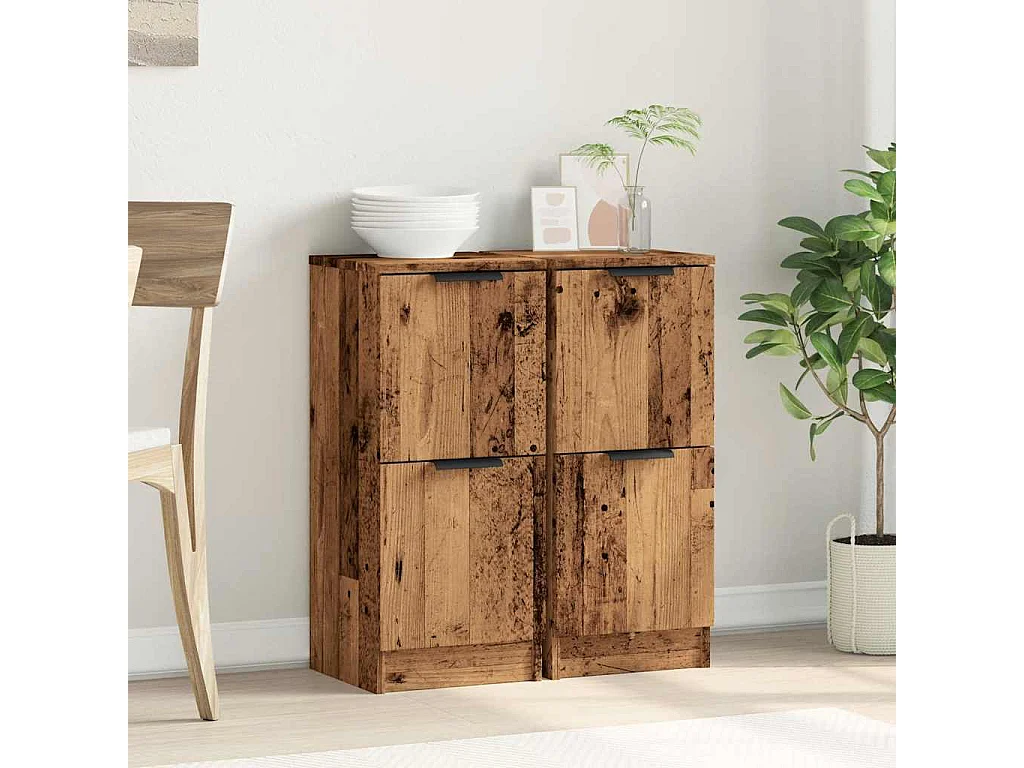 Credenze | Buffet | Armadi 2 pz Legno Antico 30x30x70 cm in Legno Multistrato