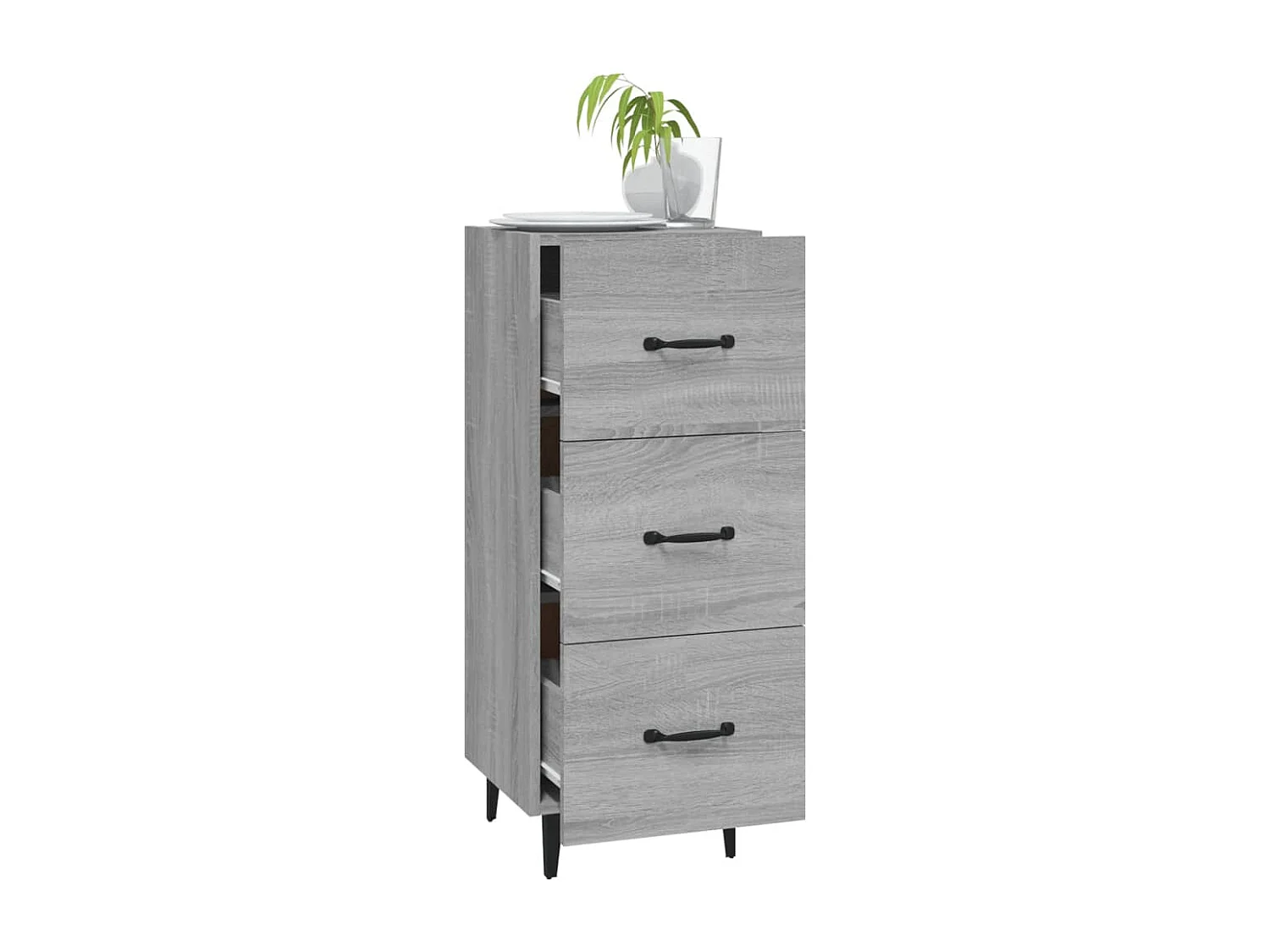 Buffet | Sideboard | Dressoir 34,5x34x90 cm bewerkt hout grijs sonoma eikenkleurig