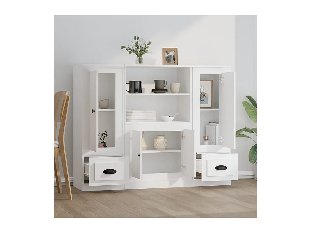 Buffets | Bahuts | Meuble de rangement 3 pcs blanc bois d'ingénierie