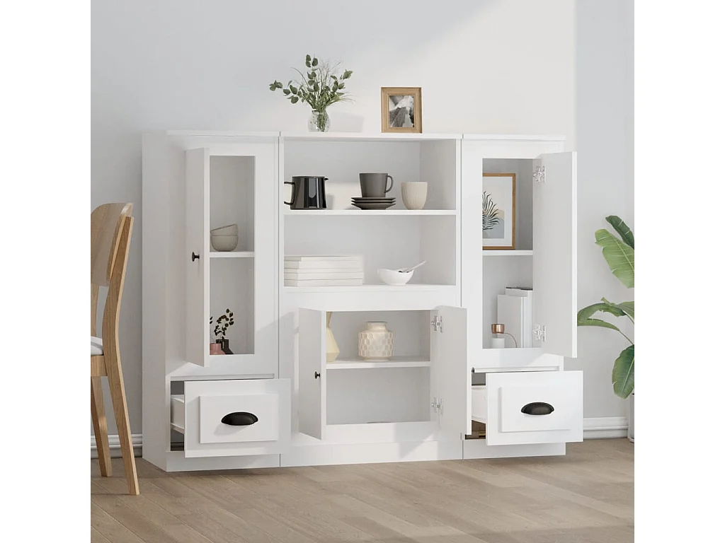 Buffets | Bahuts | Meuble de rangement 3 pcs blanc bois d'ingénierie