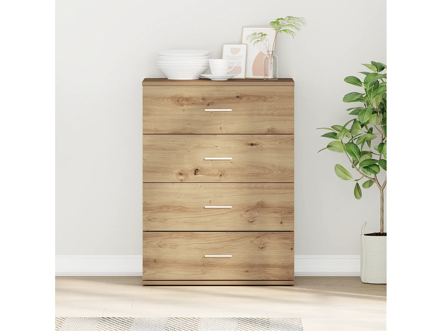 Buffet | Sideboard | Dressoir met lade Artisan Eiken 60 x 39 x 80 cm Bewerkt hout