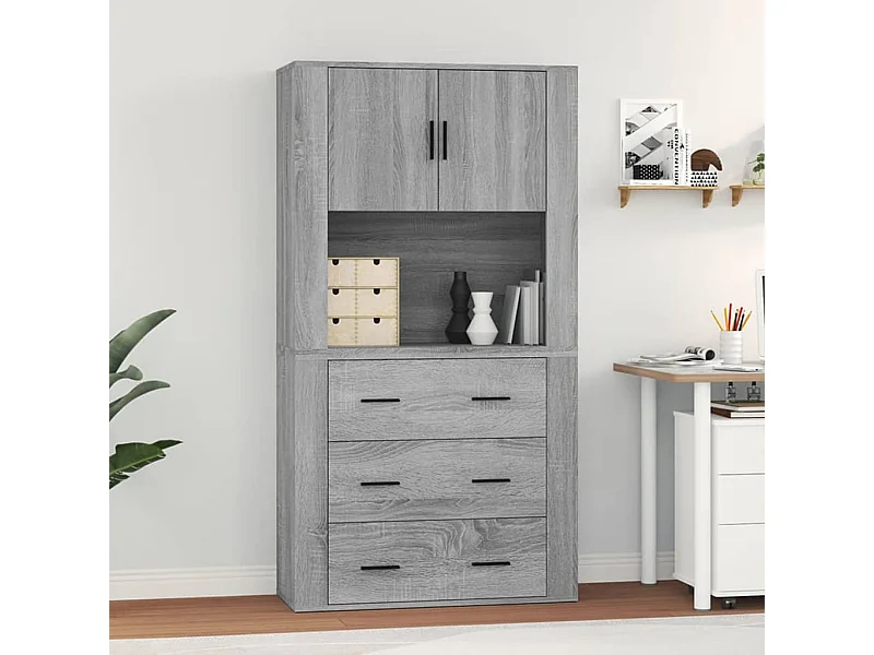 Credenza | Buffet | Armadio Grigio Sonoma in Legno Multistrato