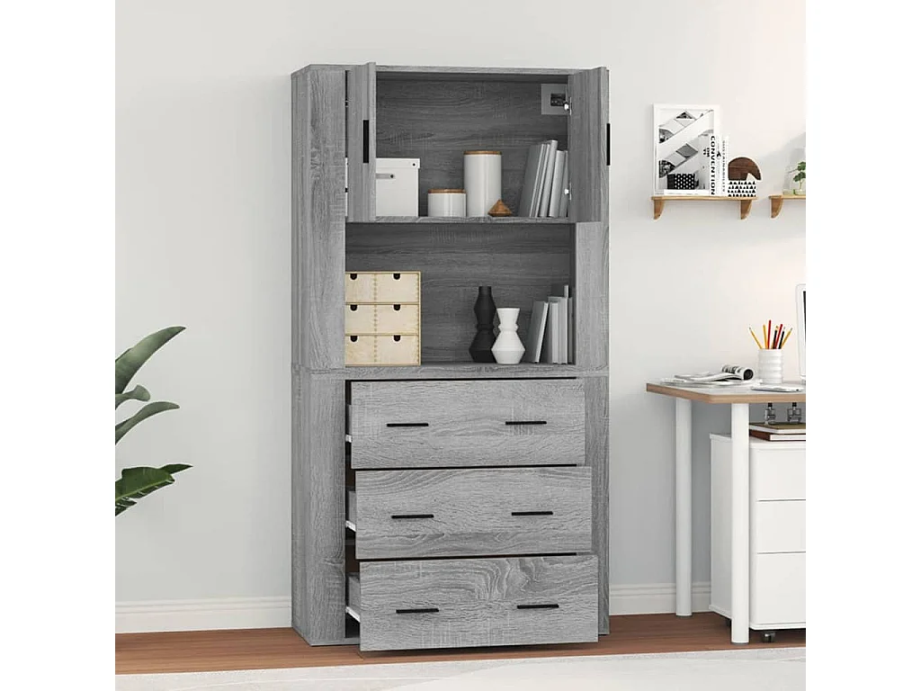 Credenza | Buffet | Armadio Grigio Sonoma in Legno Multistrato