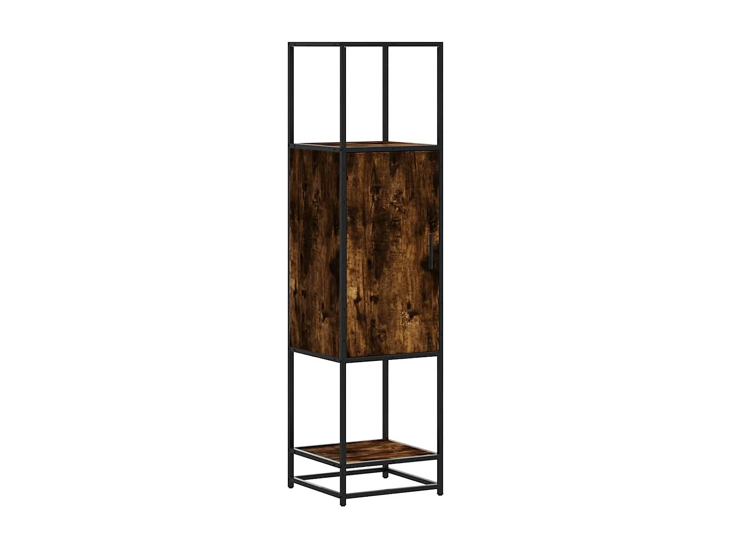 Buffet | Bahut | Meuble de rangement haut chêne fumé 35,5x35x139 cm bois d'ingénierie métal