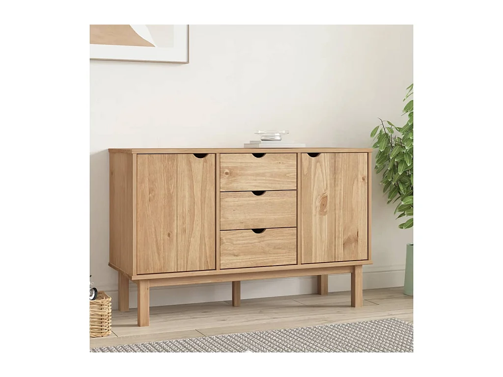 Buffet | Commode à tiroir | Meuble de rangement OTTA 113,5x43x73 cm Bois massif de pin