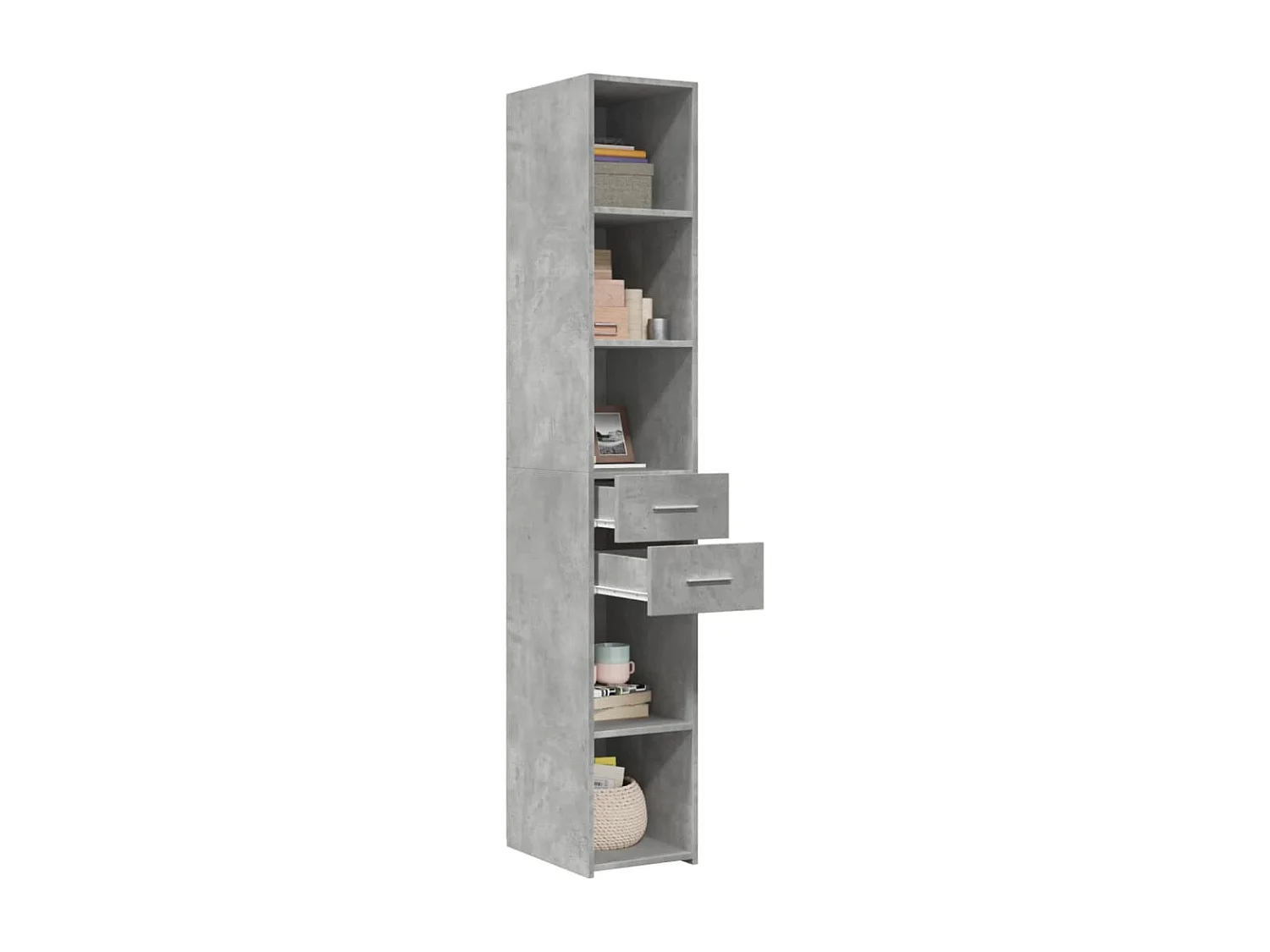 Buffet | Bahut | Meuble de rangement haut gris béton 30x42,5x185 cm bois d'ingénierie