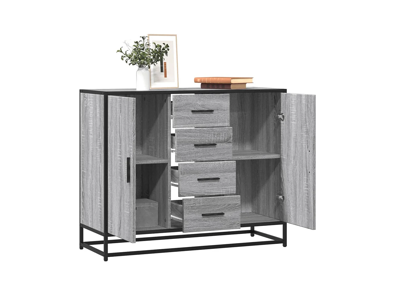 Credenza | Buffet | Armadio Grigio Sonoma 92x35x76 cm in Legno Multistrato