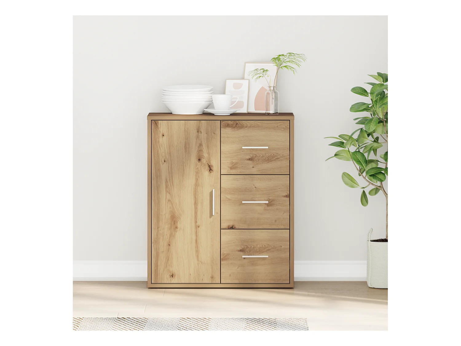 Buffet | Bahut | Meuble de rangement chêne artisanal 60 x 31 x 70 cm Bois d'ingénierie