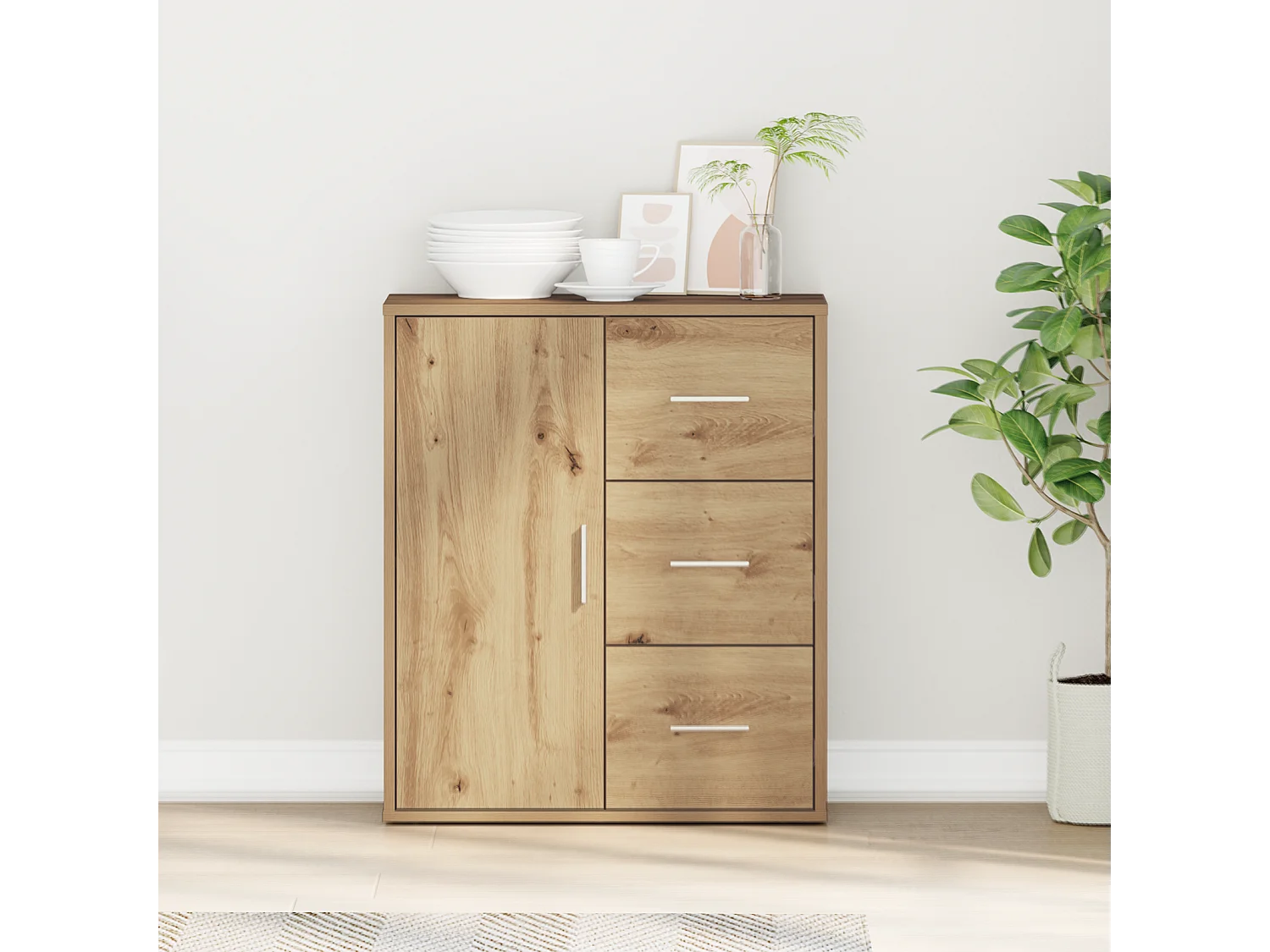 Buffet | Bahut | Meuble de rangement chêne artisanal 60 x 31 x 70 cm Bois d'ingénierie