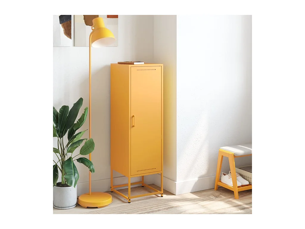 Buffet | Bahut | Meuble de rangement jaune moutarde 36x39x123 cm acier