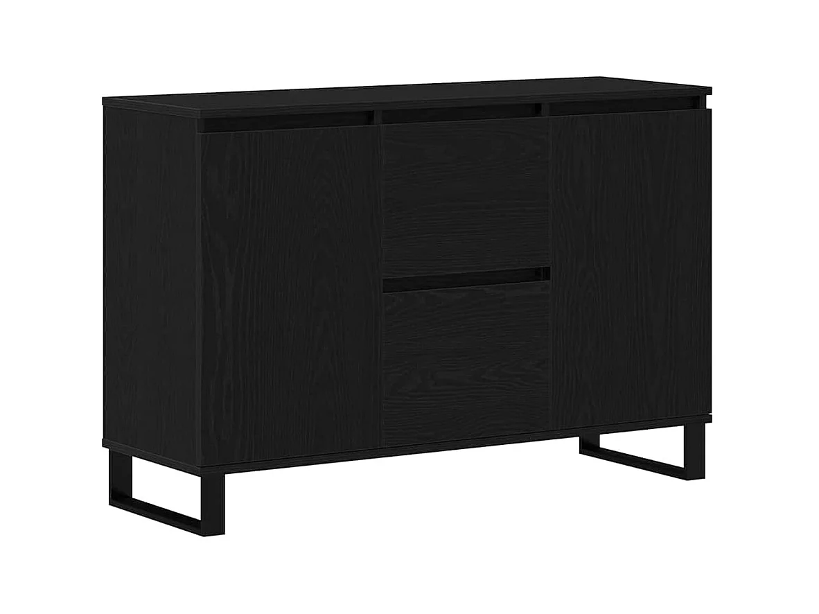 Credenza | Buffet | Armadio Nero Rovere 104x35x70 cm Legno Ingegnerizzato