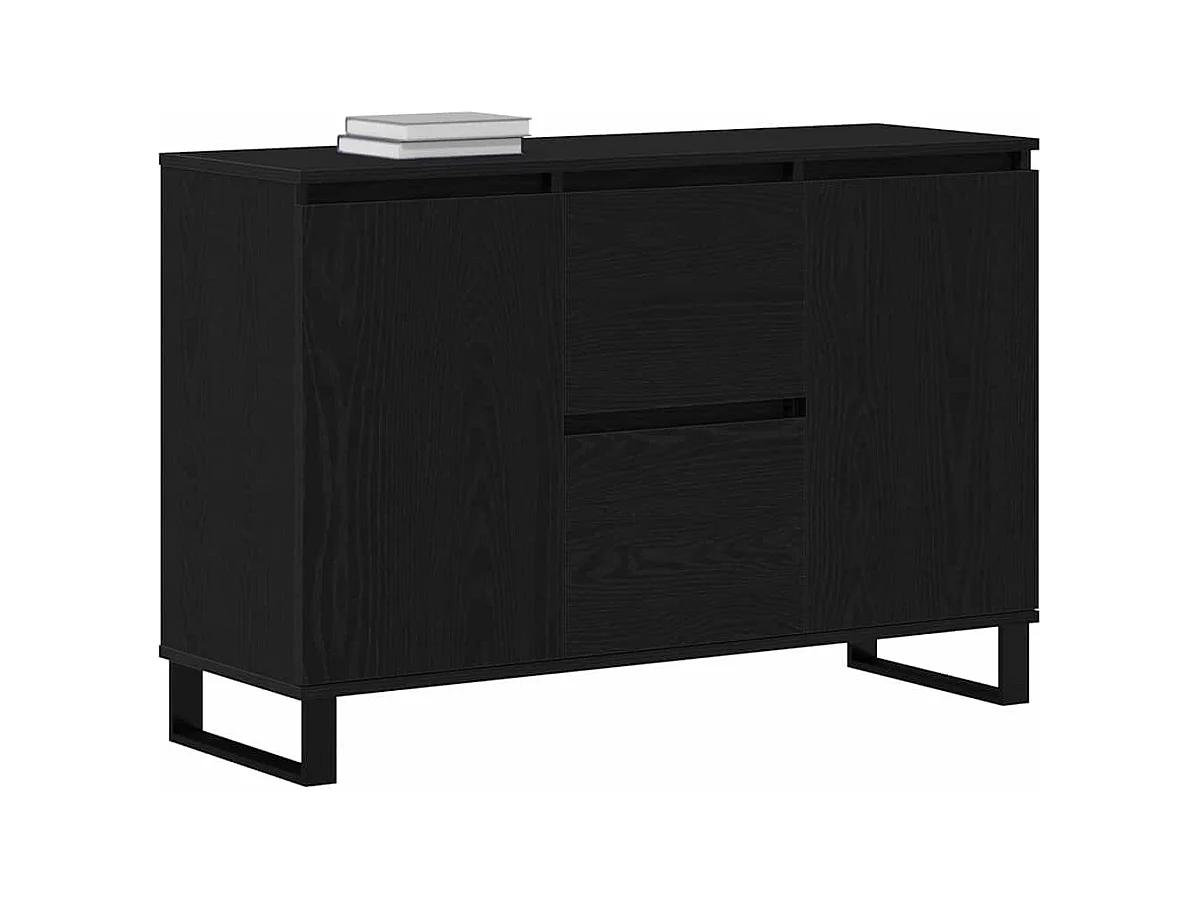 Credenza | Buffet | Armadio Nero Rovere 104x35x70 cm Legno Ingegnerizzato