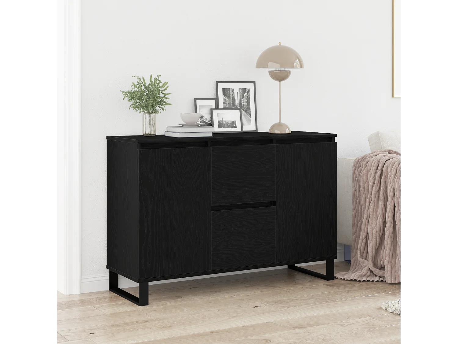 Buffet | Bahut | Meuble de rangement Chêne Noir 104x35x70 cm Bois reconstitué