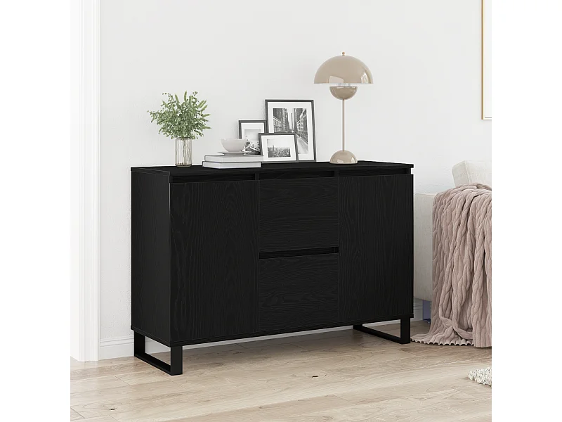 Buffet | Bahut | Meuble de rangement Chêne Noir 104x35x70 cm Bois reconstitué