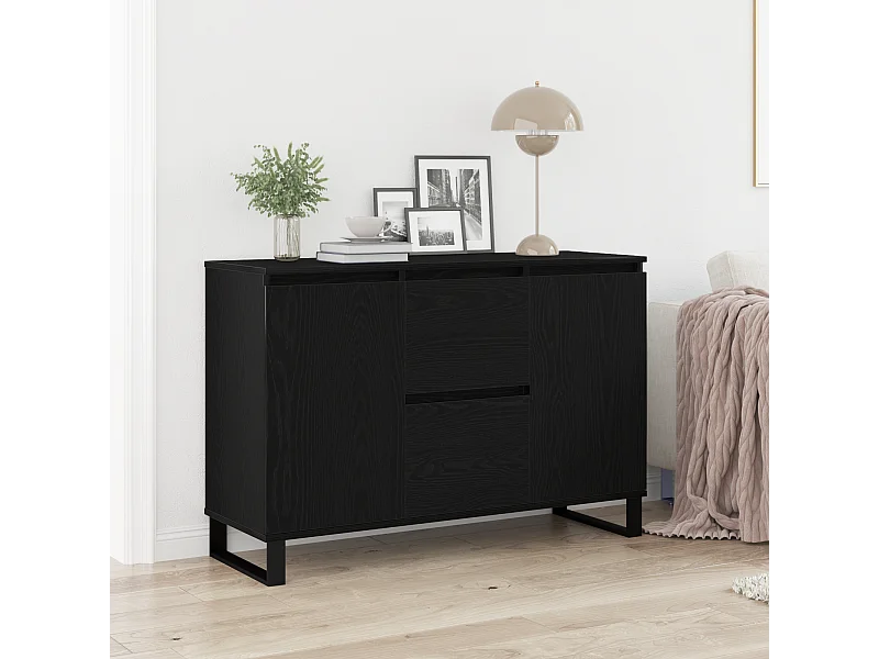 Buffet | Bahut | Meuble de rangement Chêne Noir 104x35x70 cm Bois reconstitué