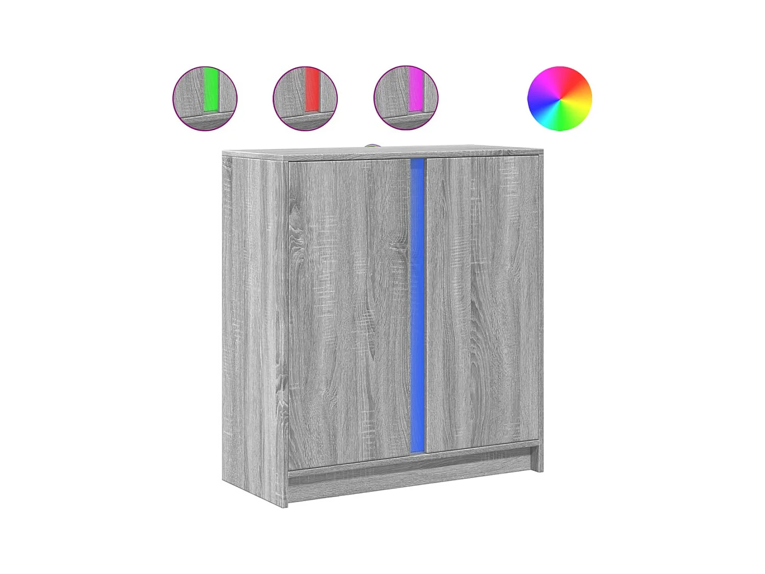 Credenza | Buffet | Armadio con LED Grigio Sonoma 77x34x85 cm in Legno Multistrato