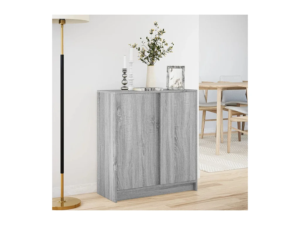 Credenza | Buffet | Armadio con LED Grigio Sonoma 77x34x85 cm in Legno Multistrato