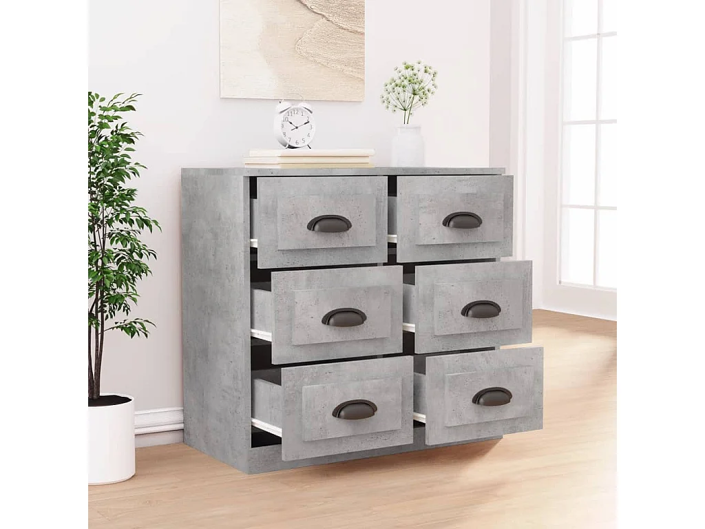 Buffet | Bahut | Meuble de rangement gris béton 70x35,5x67,5 cm bois d'ingénierie