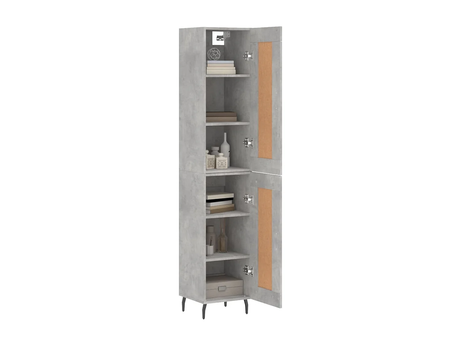 Credenza | Buffet | Armadio Grigio Cemento 34,5x34x180 cm in Legno Multistrato